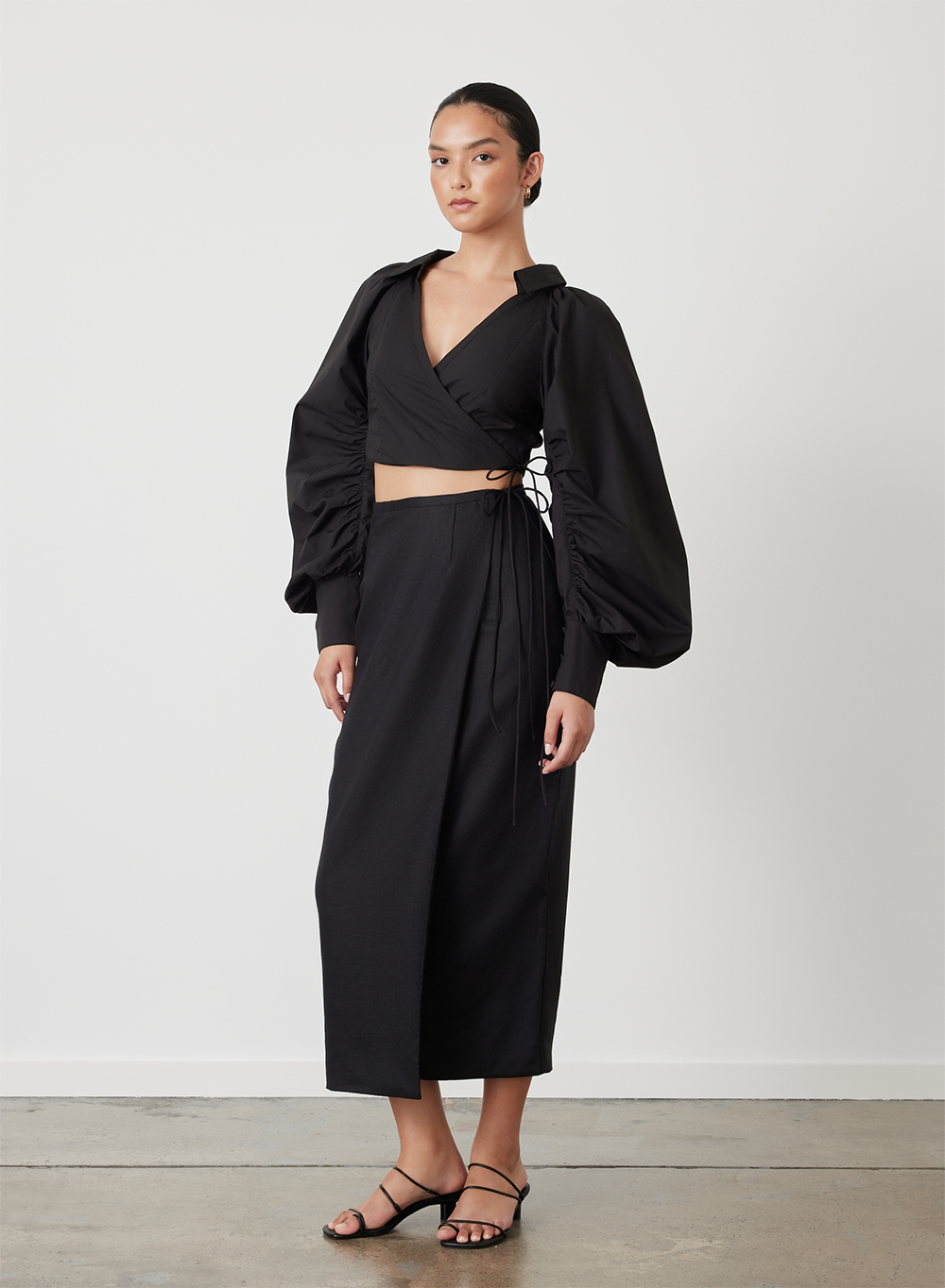 Camilla Linen Wrap Midi Skirt
